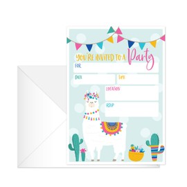 Llama Fill in The Blank Party Invitation / 25 Llama Birthday Invitations and Envelopes/Alpaca Invitation/Llama Baby Shower Invitation/Fiesta Birthday Invitation