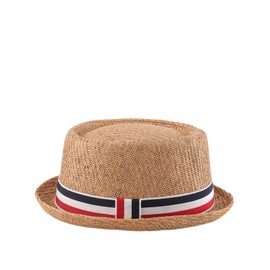 HEYANN Pork Pie Straw Hat, Men's Pork Pie Fedora Hats 58 cm Summer Hat for Men & Women, Bowler Flat Top Sun Protection Classic Hat, khaki, Unit size