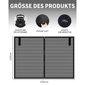 Sranin Tailgate Shade Net, Boot Cover, Sun Protection (135 x 150 cm), Car Rear Window Sun Protection from UV Radiation, Sun Protection Curtains, Magnetic Fly Screen, Black Mesh, Mosquito Net