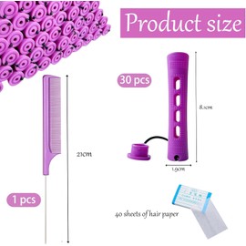 30 Pieces Medium Size Hair Curlers Rollers, 0.75 Inch Hair Rollers, Perm Rods Perm Kit, Home Perm Kits
