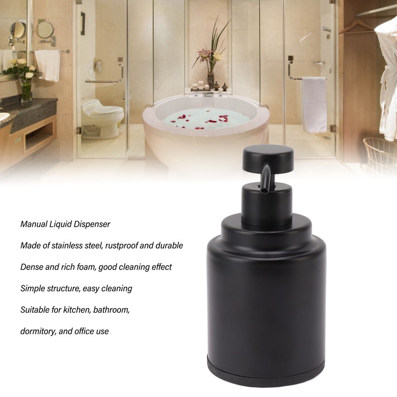Stainless Steel Soap Dispenser Manual Liquid Pump Hand Press Bottle