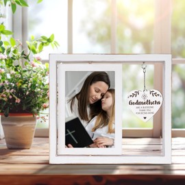Godmother Gift Engraved Wooden Picture Frame Godmother Proposal Gift Godmother Gifts from GOdchild Mothers Day Gifts for Godmother Will You Be My Godmother Photo Frame (Display 2 Photos - 4x6 inch)