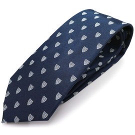 MICHIKO LONDON Brand Necktie, Small Print Crest Pattern, 100% Silk, Men's Jacquard Woven (B: Navy), B: Navy