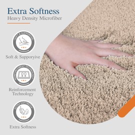 Walensee Large Bathroom Rug (24 x 72, Beige) Extra Soft and Absorbent Shaggy Bathroom Mat Machine Washable Microfiber Bath Mat for Bathroom, Non Slip Bath Mat, Luxury Bathroom Floor Mats
