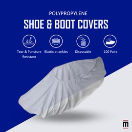 MAGID Polypropylene Disposable Shoe Covers, Size XL, 100 Pairs, Puncture and Tear Resistant, White, Elastic Closure, Medical, Food Processing, Cleanrooms, Construction, SC91