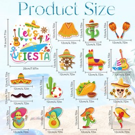 Mexican Fiesta Cruise Door Magnets: 16pcs Cruise Door Decorations Magnetic Funny Mustache Pinata Cactu Peppers Magnets for Cruise Ship Door Car Refrigerator Carnival Cruise Party Favors