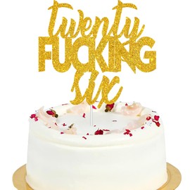 Veinte – Seis adornos para tartas de cumpleaños con purpurina dorada – Suministros de decoración para fiestas de cumpleaños de 26 años – 26 cumpleaños para adultos