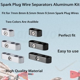 Amavoler 6 Pcs Universal Spark Plug Wire Separators Kit Aluminum Fit for All 7mm 8mm 9.5mm Wire. (Black)