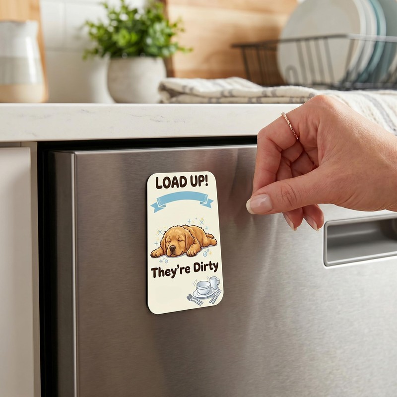 Cute Dishwasher Magnet Clean Dirty Sign - 3.5" x 2.3"
