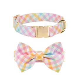The Wagging Tail Adjustable Pet Bow Tie and Dog Collar for Small Medium Large Dogs, Puppy Collar with Bowtie, Cute Bow and Dog Collars - Comfortable, Soft, and Durable (Medium, Multi-Color)