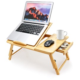 Evernewly Laptop Desk for Bed, Foldable Bed Tray, Adjustable Angle & Height