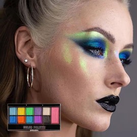 Eyeshadow Palettes, 11 Colour Shimmering Eye Shadow Palette with Blush, Colorful Make-Up Palette Highly Pigmented Long Lasting Pink Purple Blue Eye Shadow for Festival, Gift for Women