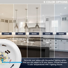 LUXRITE 6 Inch LED Disk Lights, Dimmable Flush Mount Ceiling Light, 5CCT Selectable 2700K 3000K 3500K 4000K 5000K, 12.5W, 1000LM, Surface Mount Light Fixture, Damp Rated, Energy Star, ETL