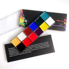 12 Colours Face Body Oil Paint Cream Palette Halloween Goth Vampire Stage Makeup + LyDia® Foundation/Contour Makeup Brush + FREE Mini Sponge Beauty Blender