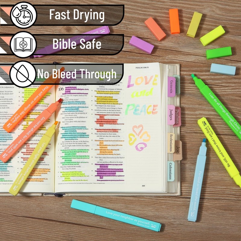 Mr. Pen- Bible Highlighters with Bible Verses, 8 Pack, Tropical