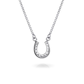 Petite Pave Cubic Zirconia CZ Equestrian Good Luck Charm Horseshoe Necklace Pendant Western Jewelry For Women Teens Graduation Gift .925 Sterling Silver