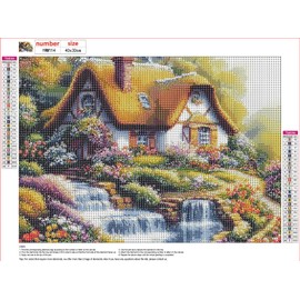 MXJSUA DIY Diamond Painting Kits for Adults, Cottage Diamond Gem Art Painting for Beginners, Diamond Picture with Full Round Drill Dots Craft Set Gift, 30x40cm