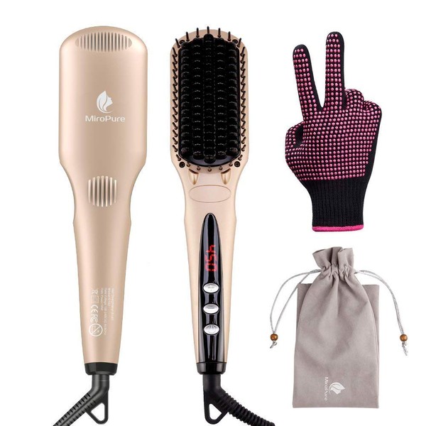 Hair Straightener Brush by MiroPure for Silky Frizz-Free Hair with MCH Heating Technology for Great Styling at Home