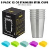 Qrooper Stainless Steel Cups, 12 Oz Metal Drinking Glasses for