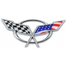 Rear Deck Lid Cross Flags Emblem Car Badge Nameplate Replacement for Corvette C5 1997-2004 19207384 19207385 (US Flag-Chrome/Blue)