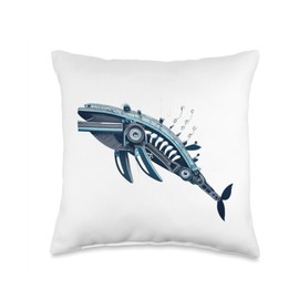 Punk Vintage Mechanical Robot Dog Retro Futurism Mechanical Gear My Robot-Whale Gaming Inspired Throw Pillow, 16x16, Multicolor