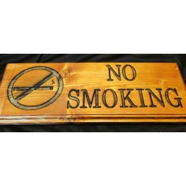M C Carvings No Smoking wood sign laser etched  5 1/2" X 14"