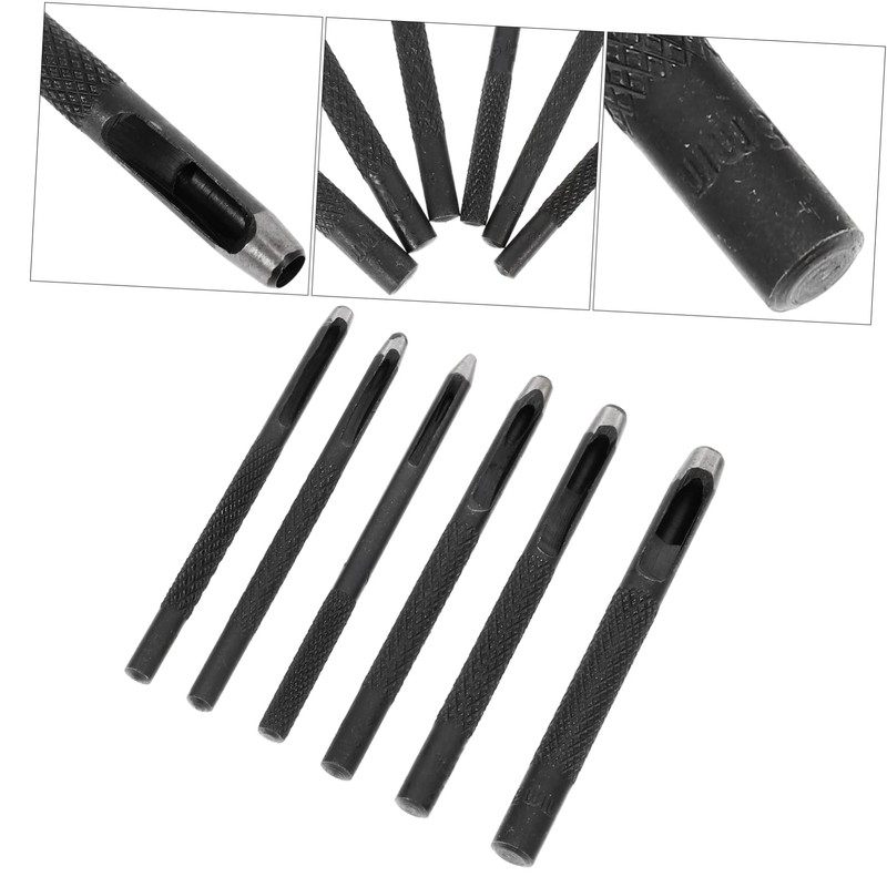 WOONEKY 6pcs Leather Belt Hole Puncher Heat Treated Punch Tool