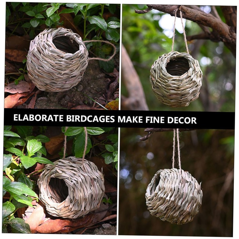 SUPVOX 3pcs Natural Grass Hanging Bird Hut Hand Woven Hummingbird