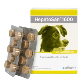 Alfavet HepatoSan 1600 | 120 Tablets | Diet Supplementary Feed for Dogs and Cats | To Support Liver Function in Chronic Hepatic Insufficiency