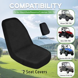 YONQIFON UTV Hisun Seat Covers 1680D Waterproof Compatible with Hisun 500 700 Axis 500 700 Massimo MSU500 MSU700 Water-Resistant Heavy Duty UTV Seat Cover with Headrest Cover Accessories