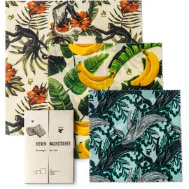 Beegut Beeswax cloths set of 3 from Germany with organic raw materials, keep food fresh plastic-free, sustainable alternative to cling film, compliant as food packaging