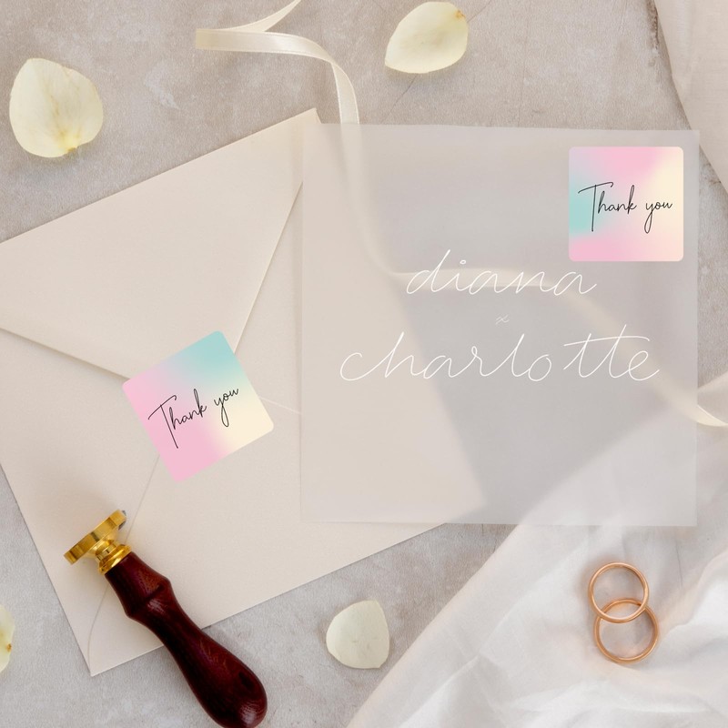 2x2 Inch Square Thermal Sticker Labels, Self-Adhesive Pink Square Direct