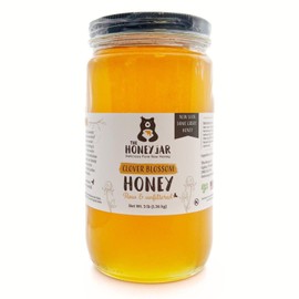 The Honey Jar Raw Clover Honey - Unfiltered and Unpasteurized Honey - Pure Honey Sourced from Family-owned Farms in the USA - 2 x 3lb (48oz) Jars