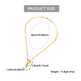 JHJEWH Hammered Cross Necklace,Gold Chunky Cross Necklaces for Women,Punk Vintage Statement Thick OT Buckle Chain Necklaces,Religious Christian Jewelry Gift for Her