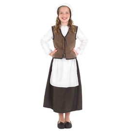 Fun Shack Kids Tudor Costume - Girls Victorian Maid Outfit - Historical Dress for Dress-Up, Parties, and Events, Large