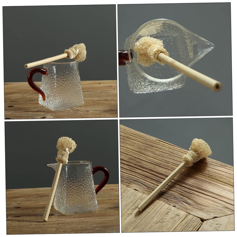 Baluue Handle Loofah Sponge Cleaning Brush for Pot Cup Compact