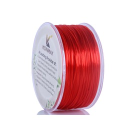 KONMAY 1 Rolls 0.8mm Flat Stretchy Bracelet Strings with Organizing Case, 90 Yards Red Crystal Elastic Thread Cord for Jewelry Bracelets Making and Beading