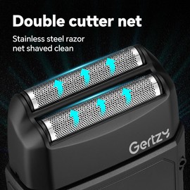 Gertzy Electric Shaver for Men Face, Men's Razor, Cordless Beard Foil Shavers, Wet Dry Waterproof, 3-Speed Adjustable Shaving,Rechargeable Type-C Charging, LED Display (Black)