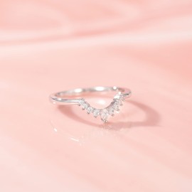 Mameloly CZ Wedding Bands for Women Pear & Round Shaped Cubic Zirconia Curved Stackable Engagement Rings for Her Size 5.5