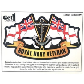 Royal Navy Veteran Car Window Sticker with Two White Ensign