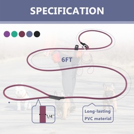 Slip Leads for Dog Slip Leash - 6FT Purple Slip Lead Dog Leash Dog Training Leash Waterproof Dog Training Leash Long-Lasting Slip CollarLeash Dog Slip Leads for Small Large, Medium Dogs