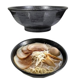 Japanese Ceramic Ramen Bowl Set, Made in Japan, Set of 2, 40ounces (standard size) Dishwasher & Microwave Safe, Traditional MINO-Ware (Black 2 set)