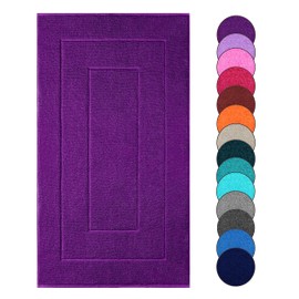 Lashuma Fluffy Bathroom Mat 50 x 80 cm Purple Aubergine Large Terry Cloth Shower Mat London Series