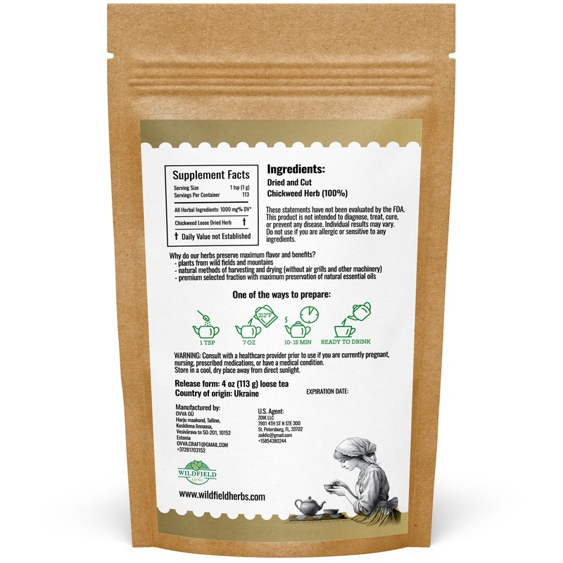 4 oz. Chickweed Herb Chickweed Tea (Stellaria Media) - 113g