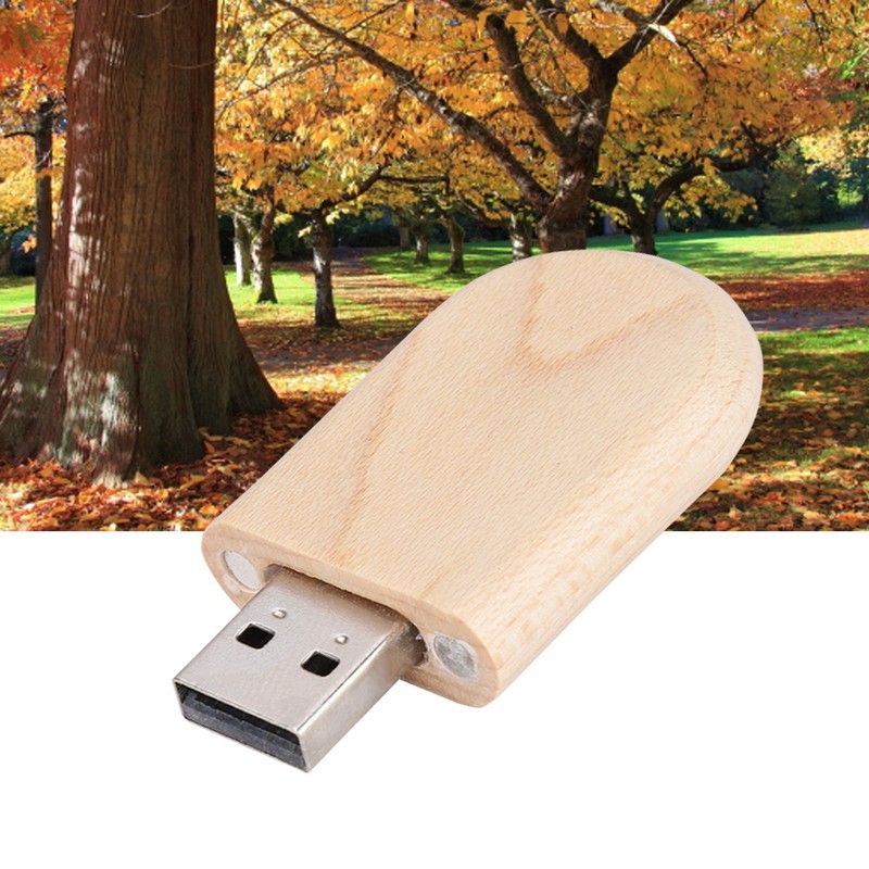 Oval Maple Wooden Shell USB 3.0 Flash Memory Drive Storage