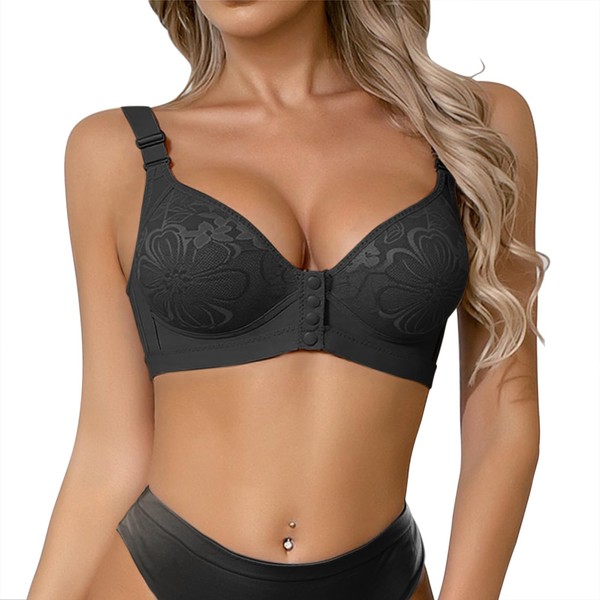 Daisy Lace Bras for Older Women Front Closure Seniors Snap