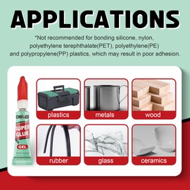 Super Glue Gel Clear for Wood Plastic Metal, Instant Superglue All Purpose Multipack Cyanoacrylate Adhesive Repair Ceramic Model Leather Rubber Glass Pottery, Strong Bonding Single Use Glue Minis