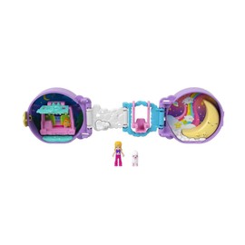 Polly Pocket Pajama Party Sleepy Pets Compact, Travel Toy with Micro Doll & Sheep Figure