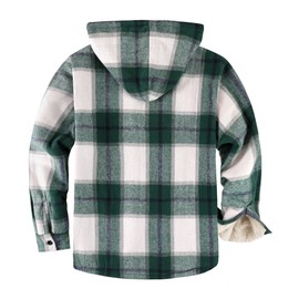 onedog Flannel Jacket for Men Full Zip Up Plaid Sherpa Lined Winter Warm Heavyweight Jacket With Pockets Green L