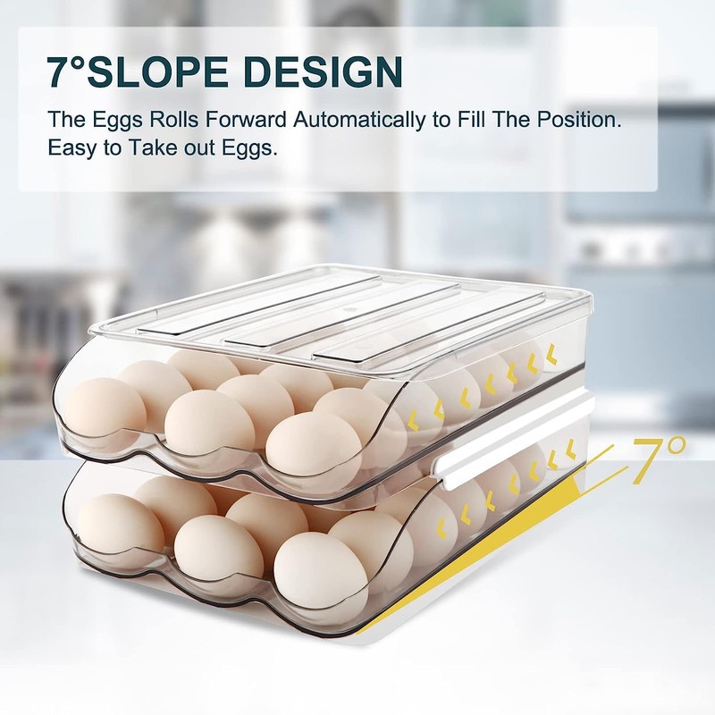 Maggie Stackable Egg Tray for Refrigerator 36 Egg Holder, Clear
